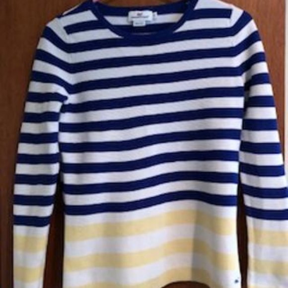 Vineyard Vines Sweaters - Vineyard Vines, SzSmall, 100% cotton sweater, white with blue and yellow stripes